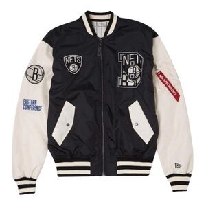 BROOKLYN NETS X ALPHA X NEW ERA L-2B BOMBER JACKET